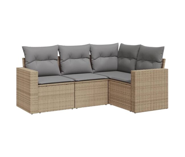 Vidaxl juego de sofás jardín con cojines 4 pzas ratán sintético beige