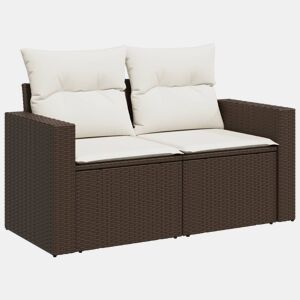 vidaXL Sofá de jardim com almofadões 2 lugares vime PE castanho