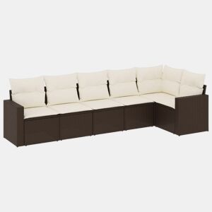 vidaXL 6 pcs conjunto de sofás jardim c almofadões vime PE castanho