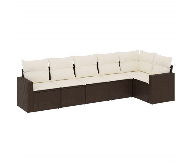 Vidaxl set sofás de jardín 6 piezas y cojines ratán sintético marrón