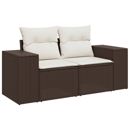 vidaXL 4 pcs conjunto sofás de jardim c almofadões vime PE castanho