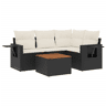 vidaXL 5 pcs conjunto sofás de jardim com almofadões vime PE preto