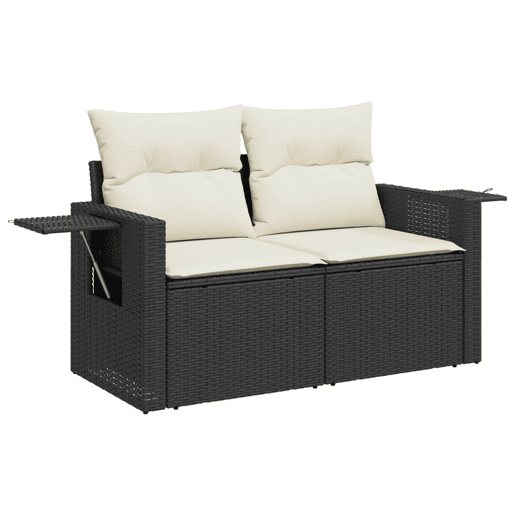 vidaXL 5 pcs conjunto sofás de jardim com almofadões vime PE preto