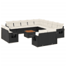 vidaXL 14 pcs conjunto de sofás p jardim c almofadões vime PE preto