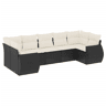 vidaXL 7 pcs conjunto de sofás p jardim c almofadões vime PE preto