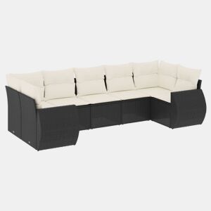 vidaXL 7 pcs conjunto de sofás p jardim c almofadões vime PE preto