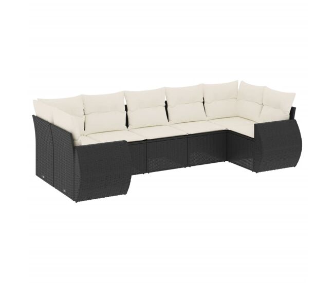 Vidaxl set de comedor de jardín 7 pzas y cojines ratán sintético negro