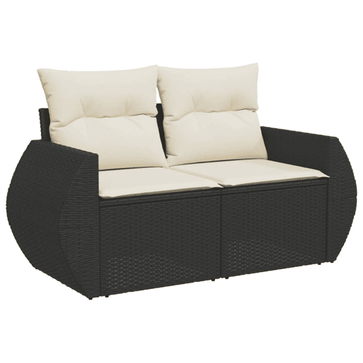 vidaXL 7 pcs conjunto de sofás p jardim c almofadões vime PE preto vidaXL 7 pcs conjunto de sofás p jardim c almofadões vime PE preto