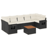 vidaXL 8 pcs conjunto sofás de jardim com almofadões vime PE preto