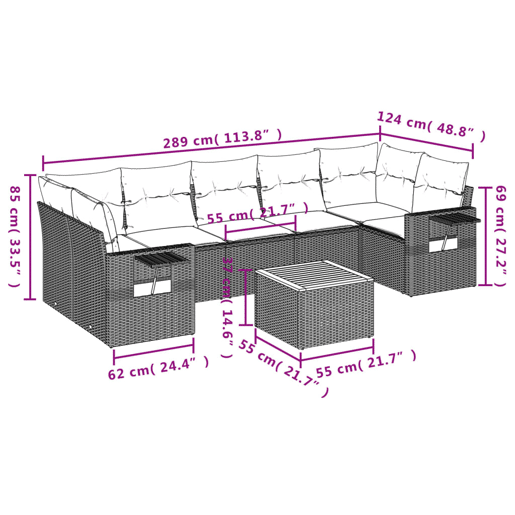 vidaXL 8 pcs conjunto sofás de jardim com almofadões vime PE preto vidaXL 8 pcs conjunto sofás de jardim com almofadões vime PE preto