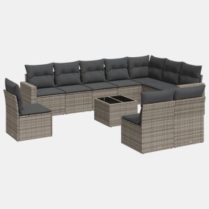 vidaXL 11 pcs conjunto sofás de jardim c almofadões vime PE cinzento