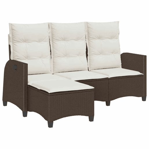 vidaXL Sofá de jardim reclinável em forma de L com almofadões vime PE