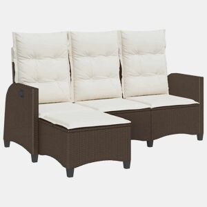 vidaXL Sofá de jardim reclinável em forma de L com almofadões vime PE