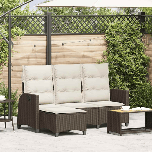 vidaXL Sofá de jardim reclinável em forma de L com almofadões vime PE
