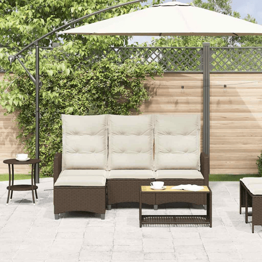 vidaXL Sofá de jardim reclinável em forma de L com almofadões vime PE