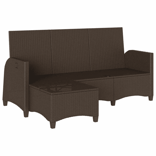 vidaXL Sofá de jardim reclinável em forma de L com almofadões vime PE