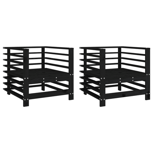 vidaXL Cadeiras de jardim 2 pcs madeira de pinho maciça preto