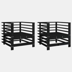 vidaXL Cadeiras de jardim 2 pcs madeira de pinho maciça preto