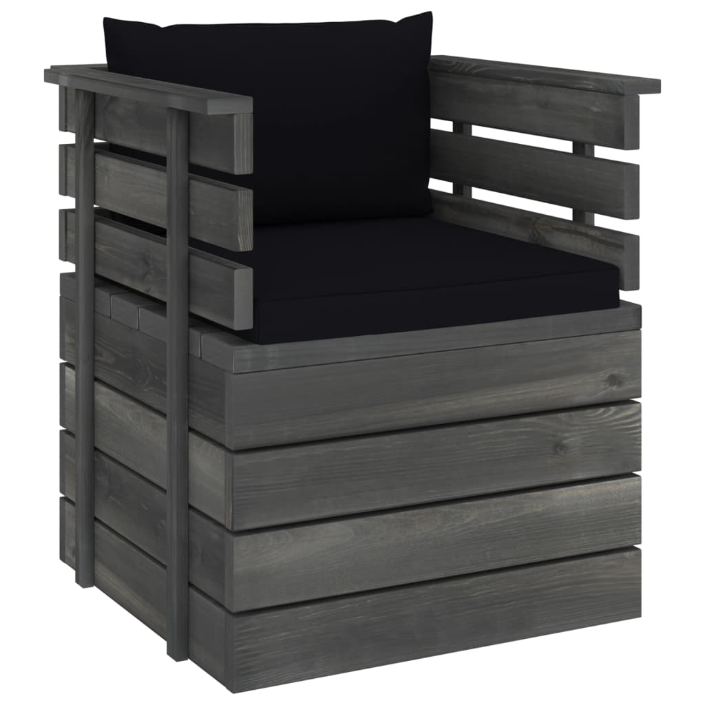 Vidaxl sillón de jardín con cojines madera de pino
