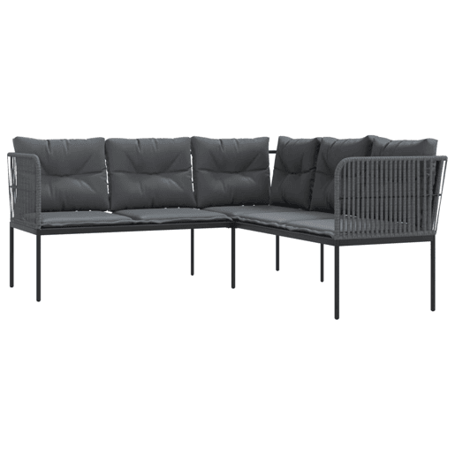 vidaXL Sofá de jardim c almofadões formato de L açotextilene preto vidaXL Sofá de jardim c almofadões formato de L açotextilene preto