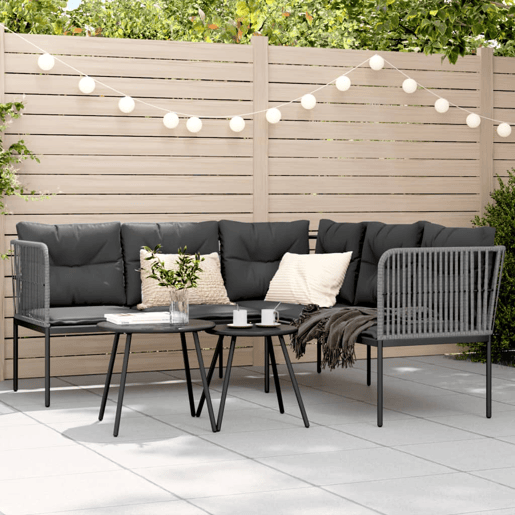 vidaXL Sofá de jardim c almofadões formato de L açotextilene preto vidaXL Sofá de jardim c almofadões formato de L açotextilene preto