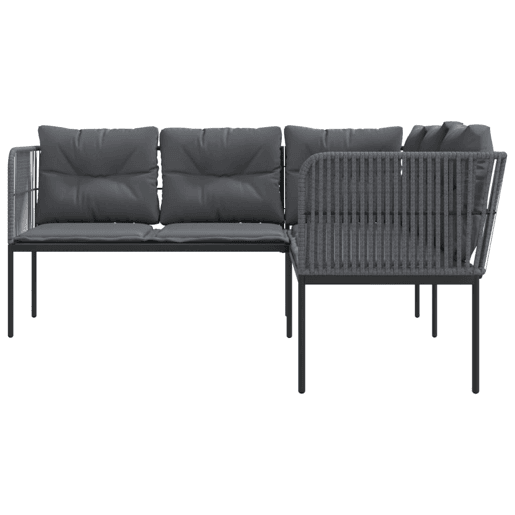 vidaXL Sofá de jardim c almofadões formato de L açotextilene preto vidaXL Sofá de jardim c almofadões formato de L açotextilene preto