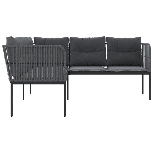 vidaXL Sofá de jardim c almofadões formato de L açotextilene preto vidaXL Sofá de jardim c almofadões formato de L açotextilene preto