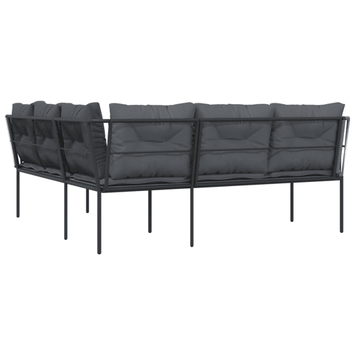 vidaXL Sofá de jardim c almofadões formato de L açotextilene preto vidaXL Sofá de jardim c almofadões formato de L açotextilene preto