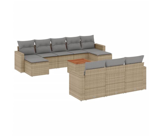 Vidaxl set de sofás de jardín 11pzas con cojines ratán sintético beige