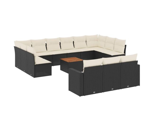 Vidaxl set sofás de jardín 14 pzas con cojines ratán sintético negro