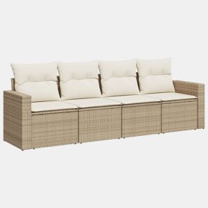 vidaXL 4 pcs conjunto de sofás para jardim c almofadões vime PE bege