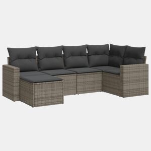 vidaXL 6 pcs conjunto sofás de jardim com almofadões vime cinzento