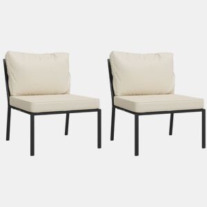 vidaXL Cadeiras de jardim c almofadões cor areia 2 pcs 60x74x79cm aço