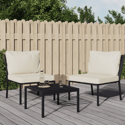 vidaXL Cadeiras de jardim c almofadões cor areia 2 pcs 60x74x79cm aço