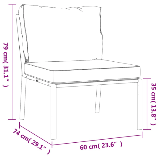 vidaXL Cadeiras de jardim c almofadões cor areia 2 pcs 60x74x79cm aço