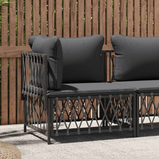 vidaXL Sofá de canto para jardim com almofadões tecido antracite vidaXL Sofá de canto para jardim com almofadões tecido antracite
