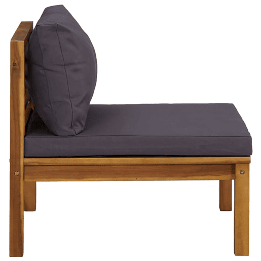 vidaXL 3 pcs conj. lounge de jardim c almofadões cinza-escuro acácia