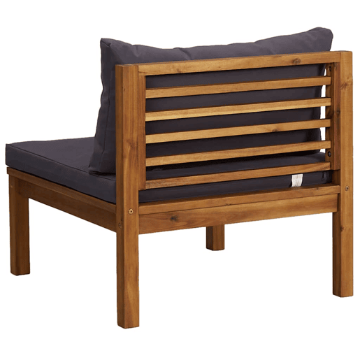 vidaXL 3 pcs conj. lounge de jardim c almofadões cinza-escuro acácia