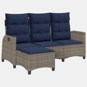 vidaXL Sofá de jardim reclinável em forma de L com almofadões vime PE