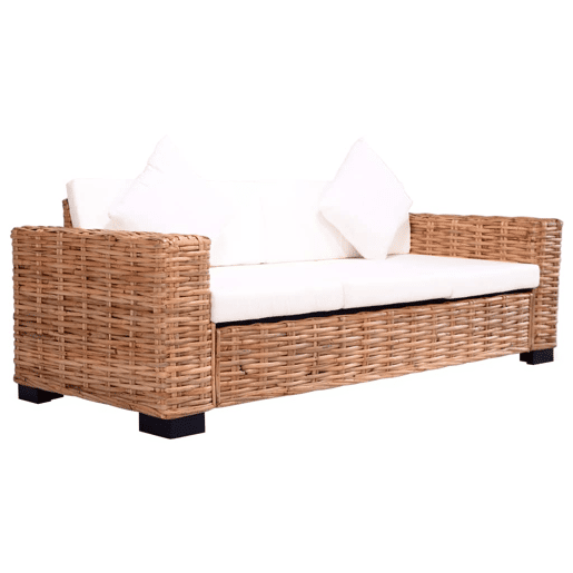 vidaXL Sofá de jardim com 3 lugares em vime genuíno vidaXL Sofá de jardim com 3 lugares em vime genuíno