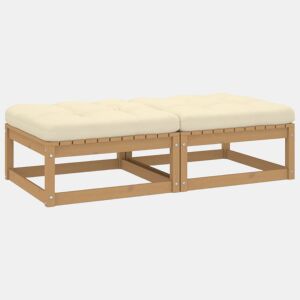 vidaXL Apoio de pés p jardim c almofadões 2 pcs pinho maciço