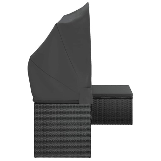 vidaXL Sofá de jardim de 3 lugares c tetoapoio de pés vime PE preto vidaXL Sofá de jardim de 3 lugares c tetoapoio de pés vime PE preto