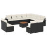 vidaXL 13 pcs conjunto de sofás de jardim com almofadões vime PE preto