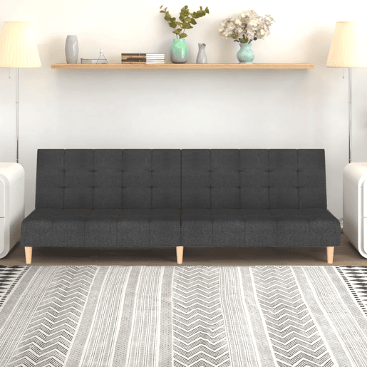 vidaXL Sofá-cama de 2 lugares tecido cinzento-escuro vidaXL Sofá-cama de 2 lugares tecido cinzento-escuro