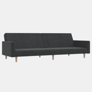 vidaXL Sofá-cama de 2 lugares tecido cinzento-escuro