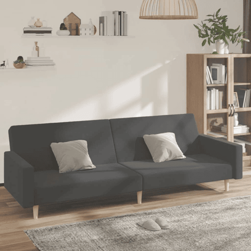 vidaXL Sofá-cama de 2 lugares tecido cinzento-escuro vidaXL Sofá-cama de 2 lugares tecido cinzento-escuro