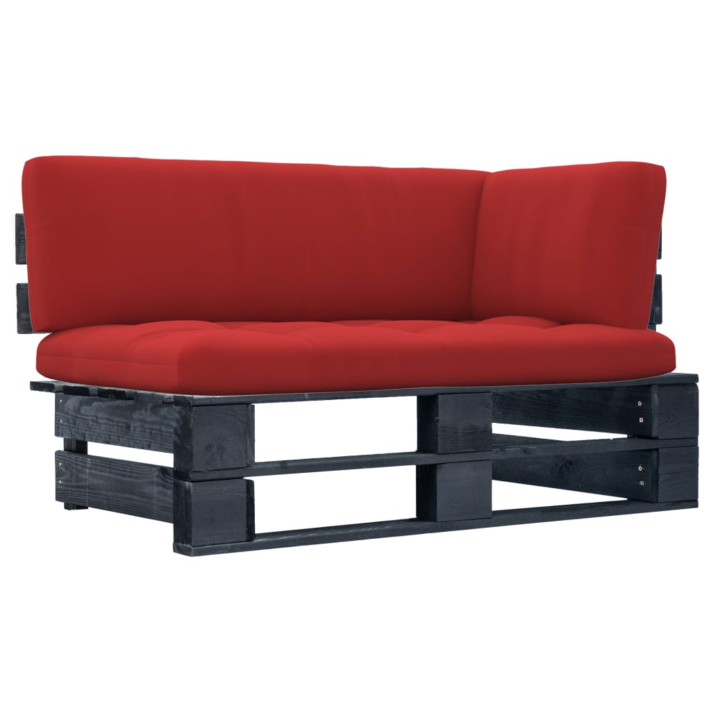 vidaxl sofa de jardin esquina de palets madera pino impregnada negro