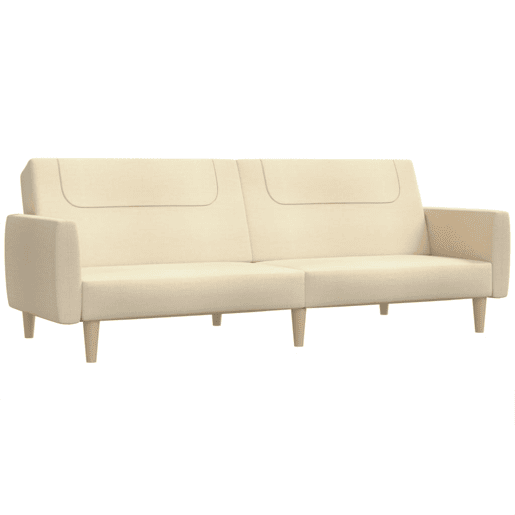Sofá-cama, Sofá conversível de 2 lugares tecido cor creme Sofá-cama, Sofá conversível de 2 lugares tecido cor creme