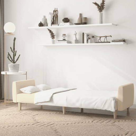 Sofá-cama, Sofá conversível de 2 lugares tecido cor creme Sofá-cama, Sofá conversível de 2 lugares tecido cor creme