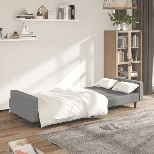 Sofá-cama, Sofá conversível de 2 lugares veludo cinzento-claro